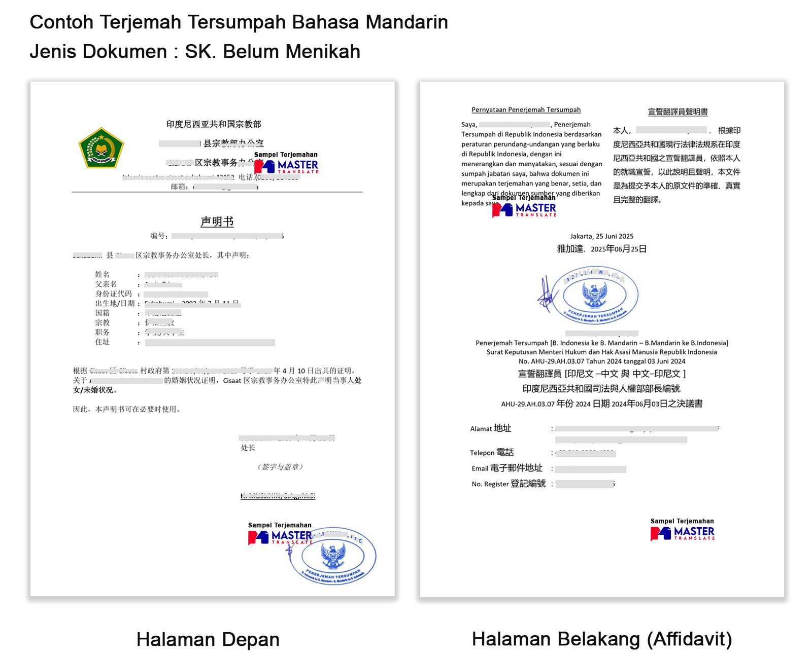 Terjemahan Tersumpah Bahasa Mandarin