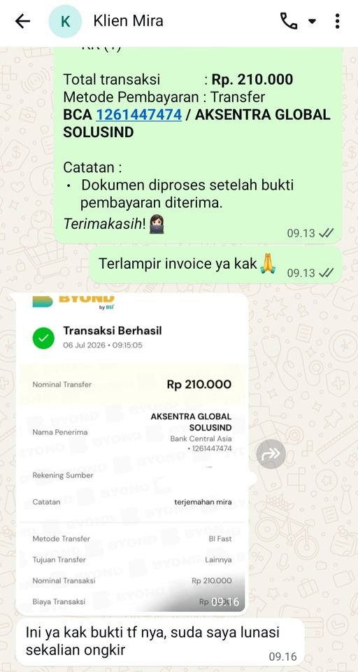 Bukti Transfer Mira Amalia