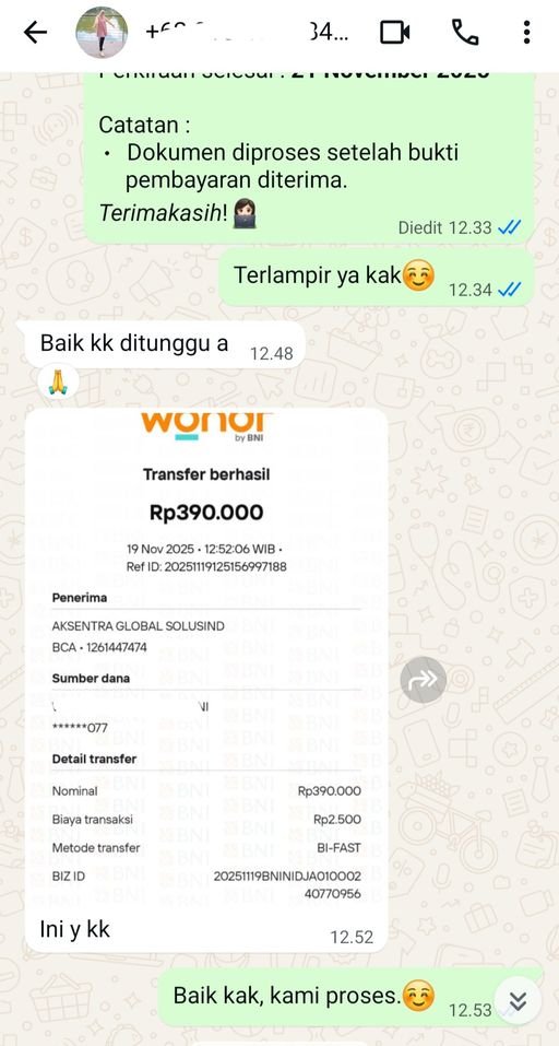 Bukti Transfer PT. Mediverse Health Indonesia